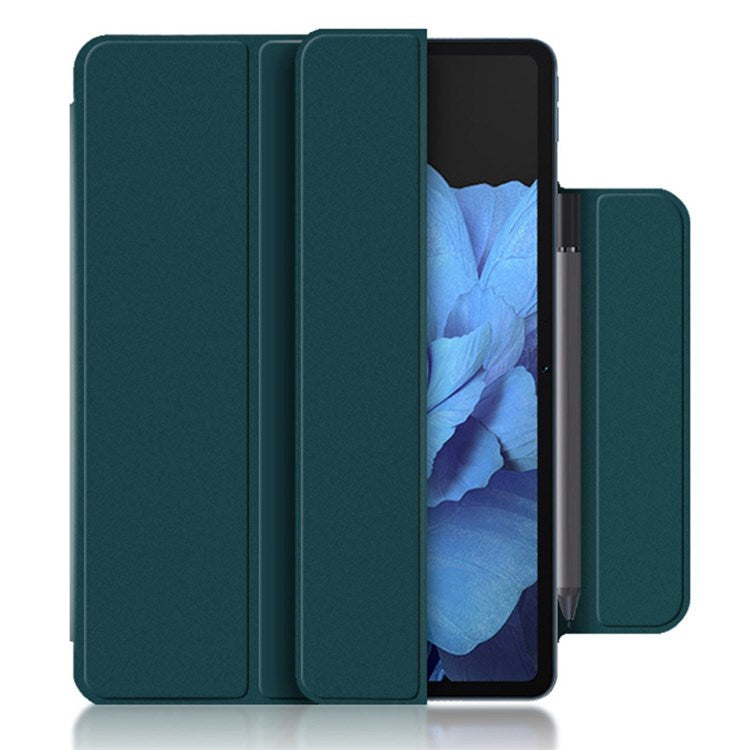 For vivo Pad Tri-fold Stand PU Leather Magnetic Absorption Tablet Case Protective Cover - Green