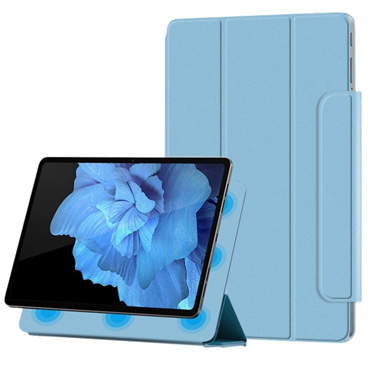 For vivo Pad Tri-fold Stand PU Leather Magnetic Absorption Tablet Case Protective Cover - Blue