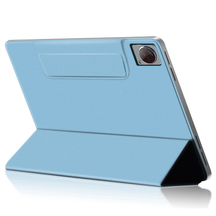 For vivo Pad Tri-fold Stand PU Leather Magnetic Absorption Tablet Case Protective Cover - Blue