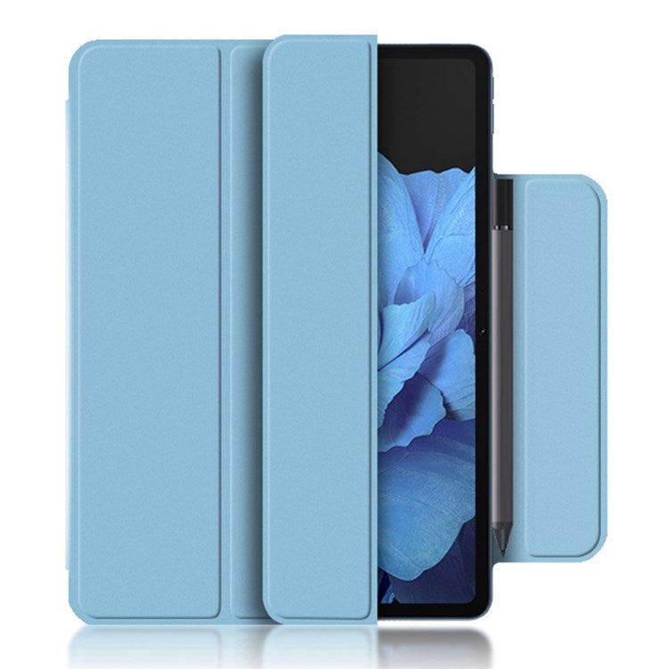 For vivo Pad Tri-fold Stand PU Leather Magnetic Absorption Tablet Case Protective Cover - Blue