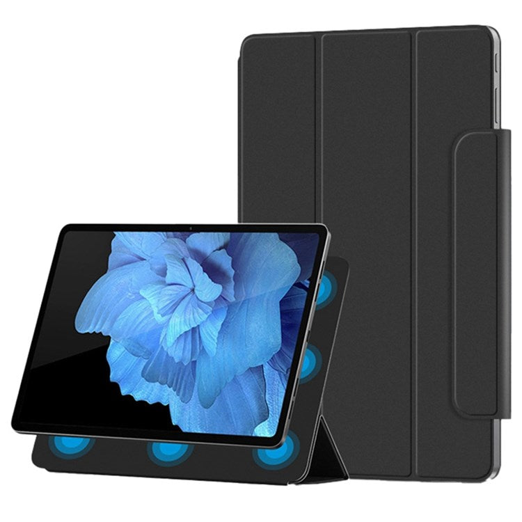 For vivo Pad Tri-fold Stand PU Leather Magnetic Absorption Tablet Case Protective Cover - Grey