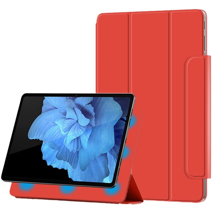 For vivo Pad Tri-fold Stand PU Leather Magnetic Absorption Tablet Case Protective Cover - Orange