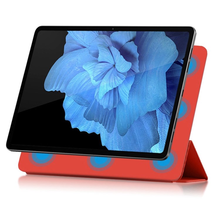 For vivo Pad Tri-fold Stand PU Leather Magnetic Absorption Tablet Case Protective Cover - Orange