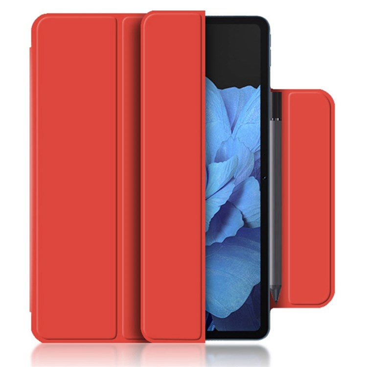 For vivo Pad Tri-fold Stand PU Leather Magnetic Absorption Tablet Case Protective Cover - Orange