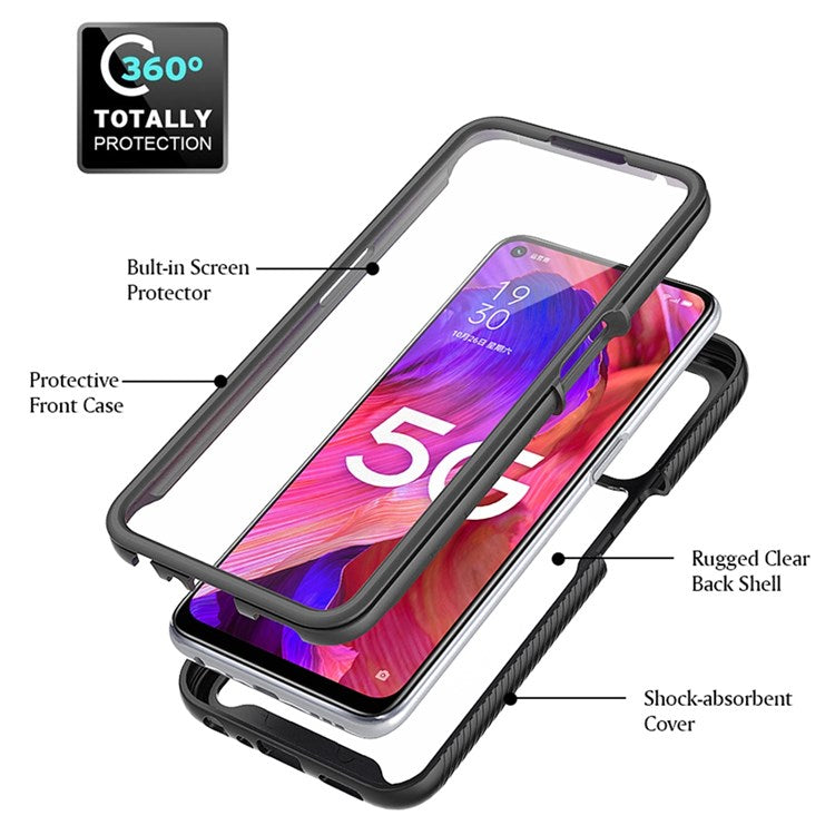 3-in-1 Hybrid Phone Case for Oppo A54 5G/A74 5G Full Protection Anti-drop Detachable Phone Case with PET Screen Protector - Purple