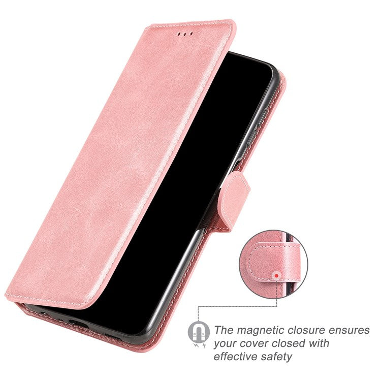 For vivo Y55 5G/Y75 5G/T1 5G/Y33s 5G/iQOO U5 5G Shockproof PU Leather Phone Case Magnetic Closure Wallet Stand Shell - Rose Gold