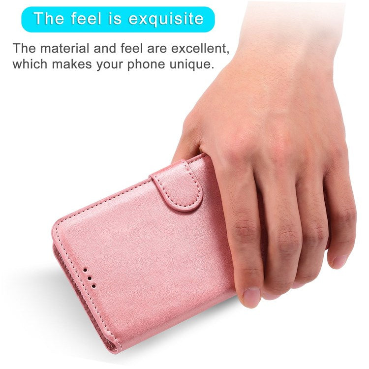 For vivo Y55 5G/Y75 5G/T1 5G/Y33s 5G/iQOO U5 5G Shockproof PU Leather Phone Case Magnetic Closure Wallet Stand Shell - Rose Gold