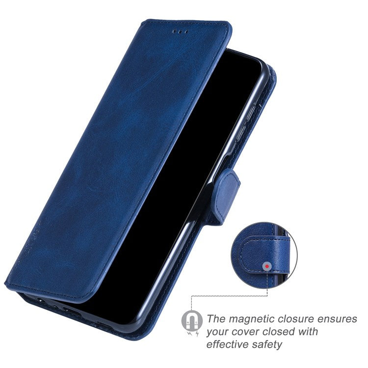 For vivo Y55 5G/Y75 5G/T1 5G/Y33s 5G/iQOO U5 5G Shockproof PU Leather Phone Case Magnetic Closure Wallet Stand Shell - Blue