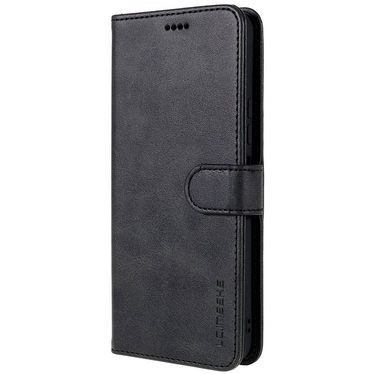 LC.IMEEKE For vivo Y75 5G/Y55 5G/T1 5G Flip Folio Book PU Leather Phone Case Wallet Style Stand Full Body Protective Cover - Black