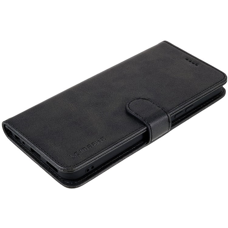 LC.IMEEKE For vivo Y75 5G/Y55 5G/T1 5G Flip Folio Book PU Leather Phone Case Wallet Style Stand Full Body Protective Cover - Black