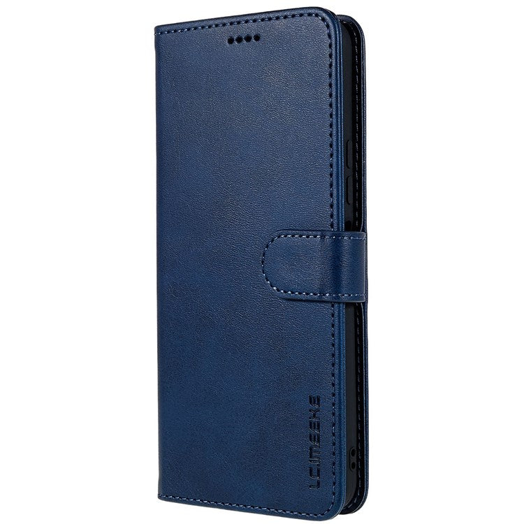 LC.IMEEKE For vivo Y75 5G/Y55 5G/T1 5G Flip Folio Book PU Leather Phone Case Wallet Style Stand Full Body Protective Cover - Blue