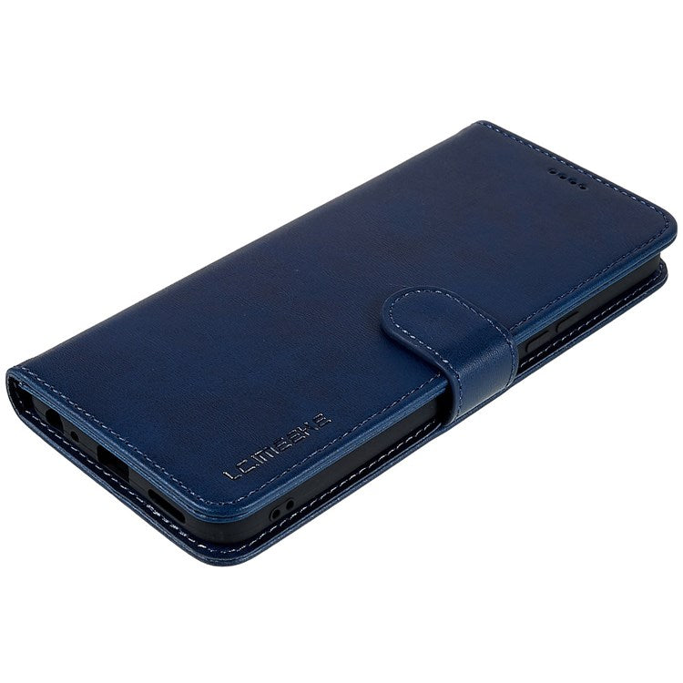 LC.IMEEKE For vivo Y75 5G/Y55 5G/T1 5G Flip Folio Book PU Leather Phone Case Wallet Style Stand Full Body Protective Cover - Blue