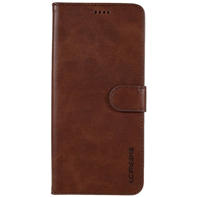 LC.IMEEKE For vivo Y75 5G/Y55 5G/T1 5G Flip Folio Book PU Leather Phone Case Wallet Style Stand Full Body Protective Cover - Brown