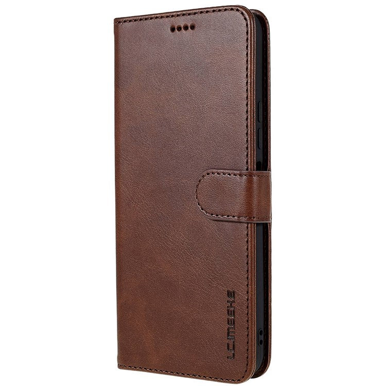 LC.IMEEKE For vivo Y75 5G/Y55 5G/T1 5G Flip Folio Book PU Leather Phone Case Wallet Style Stand Full Body Protective Cover - Brown