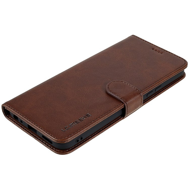 LC.IMEEKE For vivo Y75 5G/Y55 5G/T1 5G Flip Folio Book PU Leather Phone Case Wallet Style Stand Full Body Protective Cover - Brown