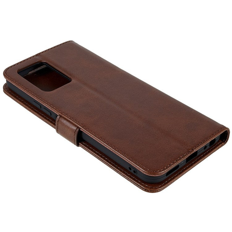 LC.IMEEKE For vivo Y75 5G/Y55 5G/T1 5G Flip Folio Book PU Leather Phone Case Wallet Style Stand Full Body Protective Cover - Brown