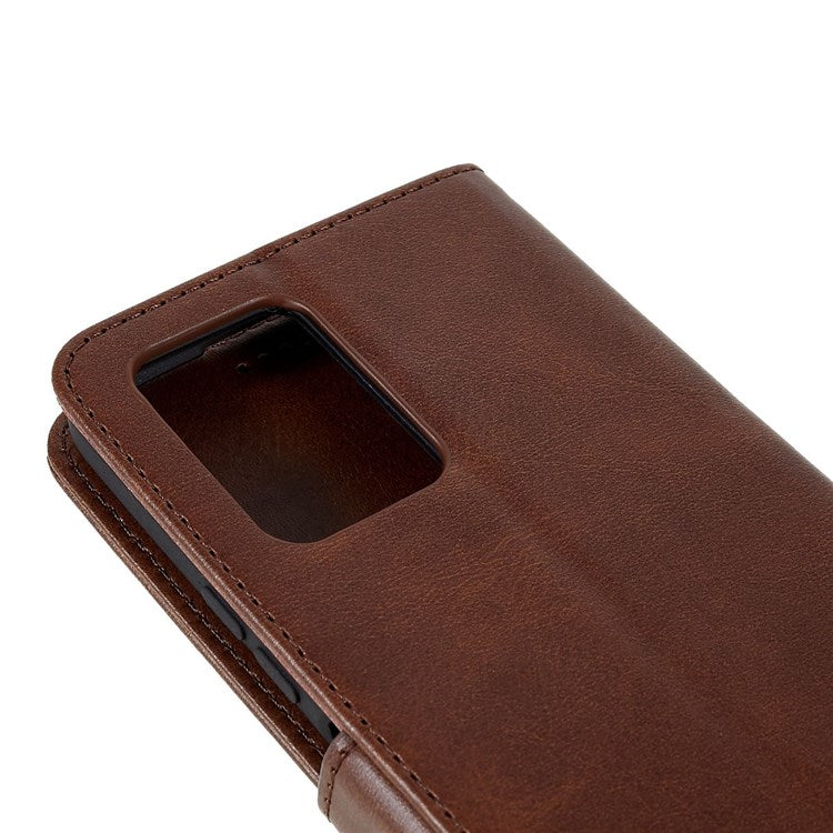 LC.IMEEKE For vivo Y75 5G/Y55 5G/T1 5G Flip Folio Book PU Leather Phone Case Wallet Style Stand Full Body Protective Cover - Brown