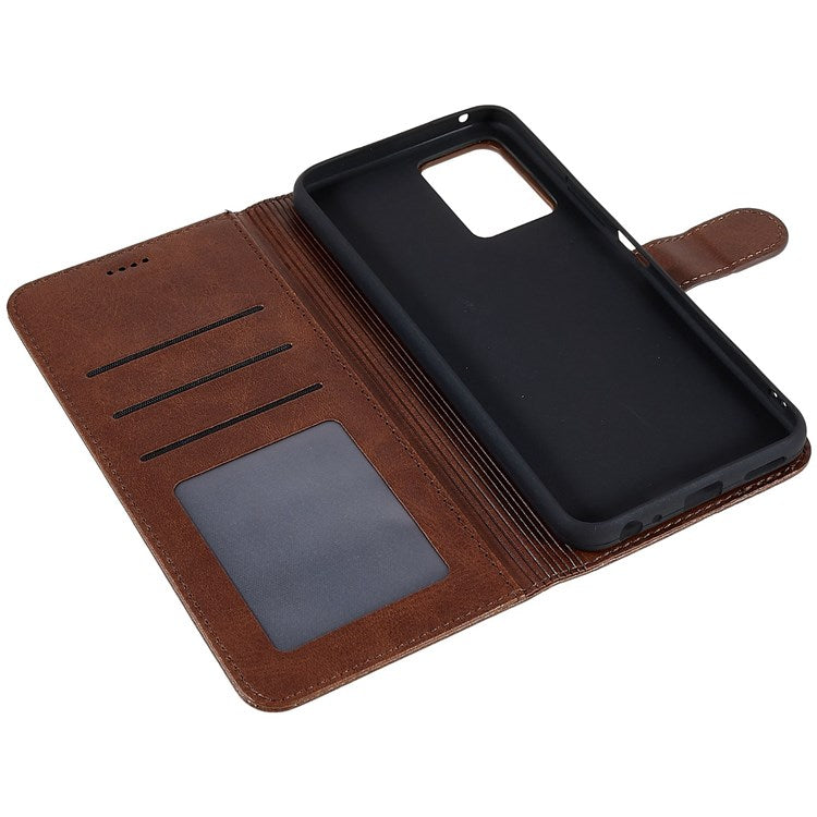 LC.IMEEKE For vivo Y75 5G/Y55 5G/T1 5G Flip Folio Book PU Leather Phone Case Wallet Style Stand Full Body Protective Cover - Brown