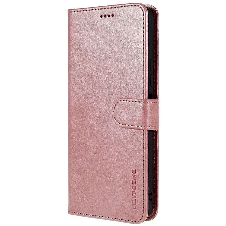 LC.IMEEKE For vivo Y75 5G/Y55 5G/T1 5G Flip Folio Book PU Leather Phone Case Wallet Style Stand Full Body Protective Cover - Pink