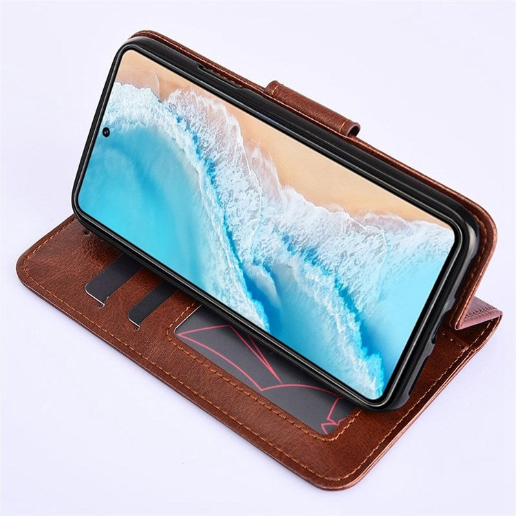 For vivo X80 Pro PU Leather Folio Flip Stand Cover Wallet Book Design Shockproof TPU Interior Case - Baby Blue