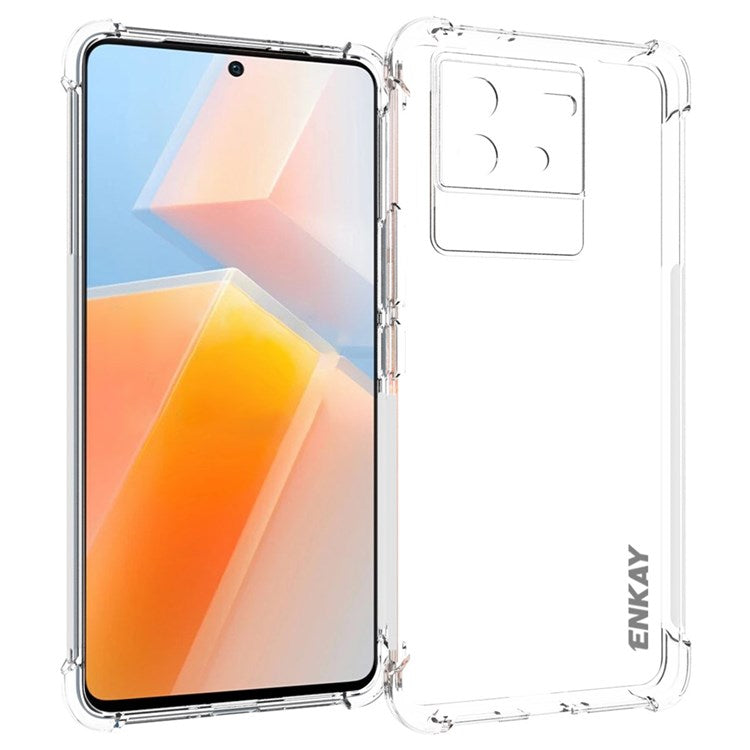 ENKAY HAT PRINCE For vivo iQOO Neo6 Crystal Clear TPU Phone Cover Thickened Corners Shell Protective Case with Anti-slip Strip Edge