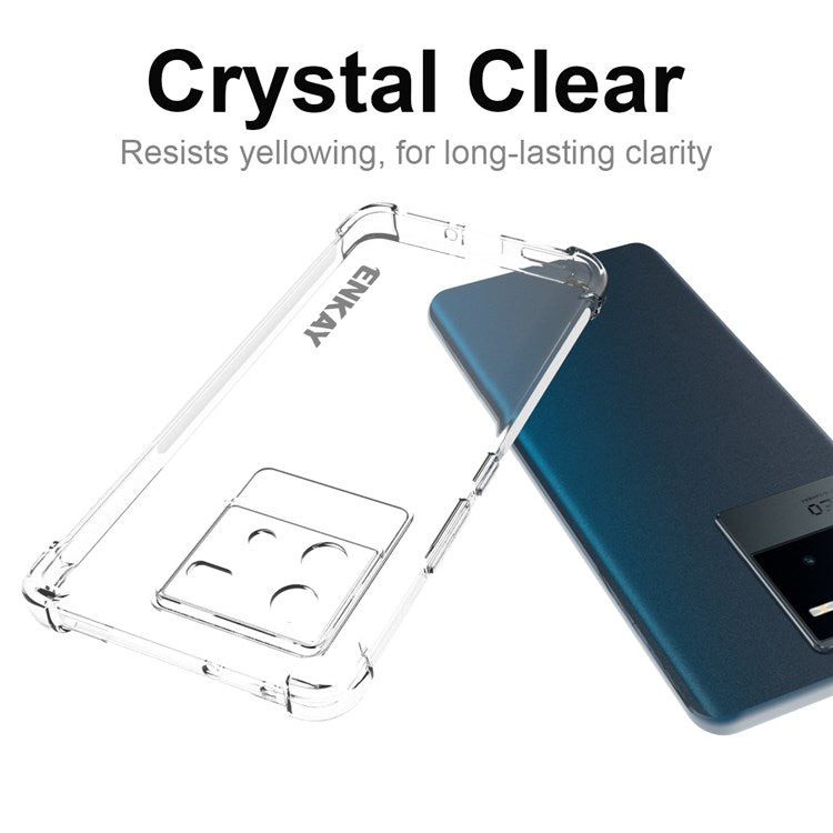 ENKAY HAT PRINCE For vivo iQOO Neo6 Crystal Clear TPU Phone Cover Thickened Corners Shell Protective Case with Anti-slip Strip Edge