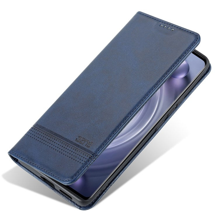 AZNS For vivo X80 PU Leather Magnetic Auto Closure Phone Case Full Protection Wallet Stand Flip Cover - Blue