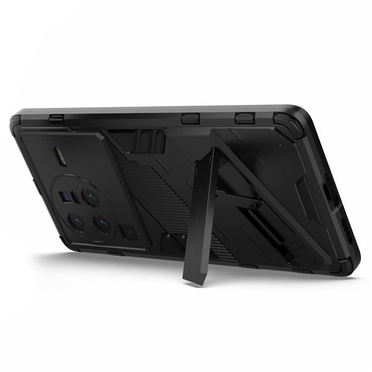 For vivo X80 Pro 5G Kickstand Combo PC + TPU Case Wear-resistant Dual Layer Anti-fall Phone Cover - Black