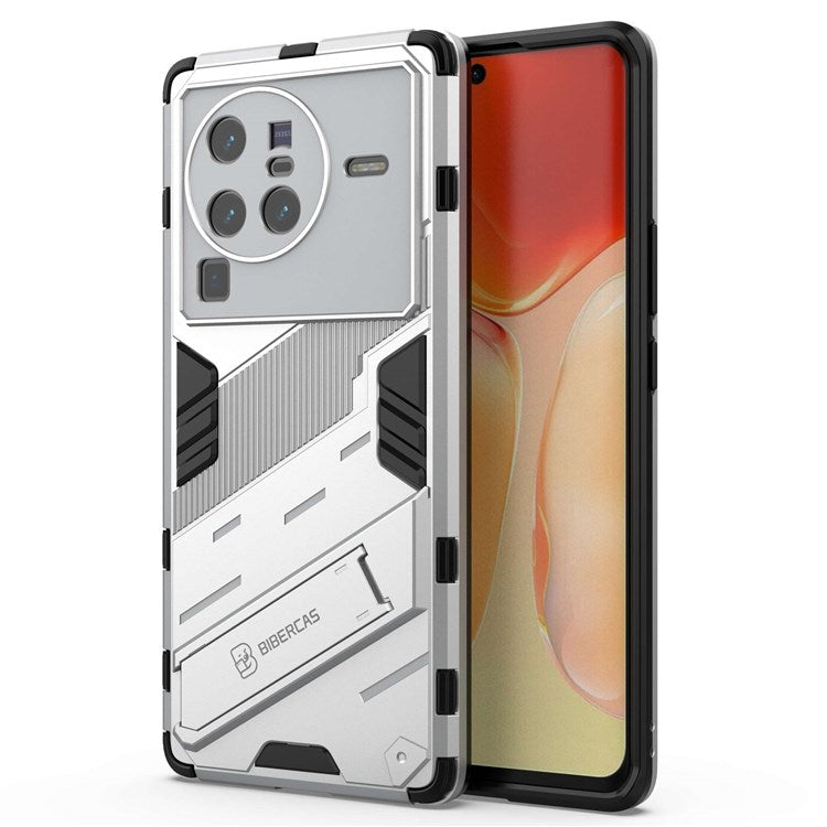 For vivo X80 Pro 5G Kickstand Combo PC + TPU Case Wear-resistant Dual Layer Anti-fall Phone Cover - White