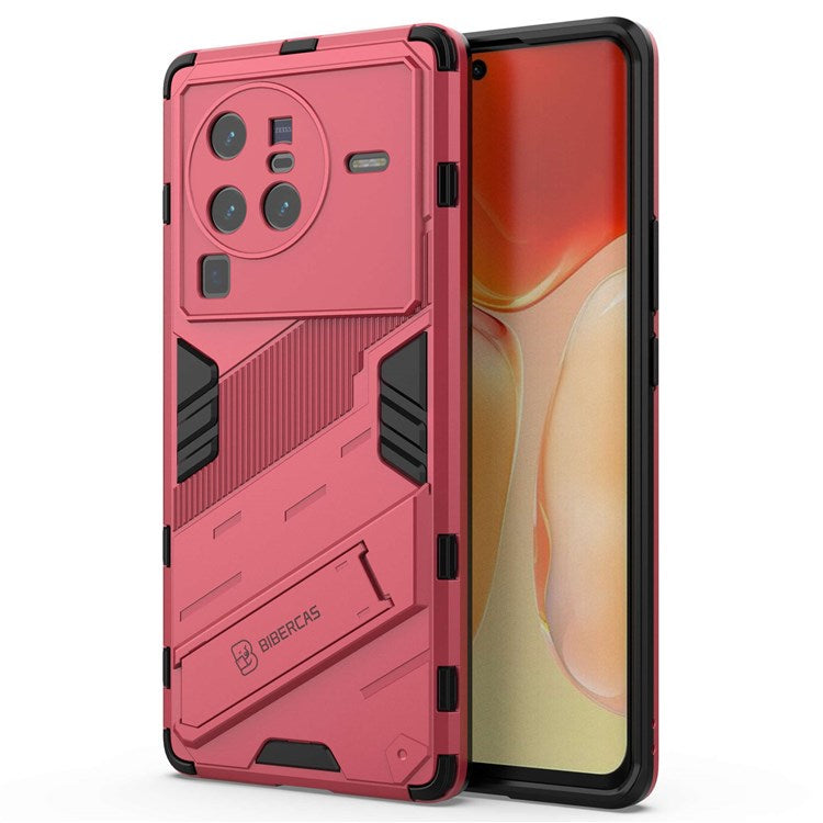 For vivo X80 Pro 5G Kickstand Combo PC + TPU Case Wear-resistant Dual Layer Anti-fall Phone Cover - Rose