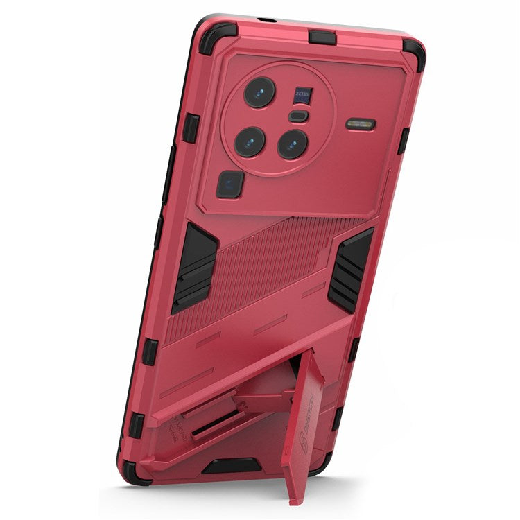 For vivo X80 Pro 5G Kickstand Combo PC + TPU Case Wear-resistant Dual Layer Anti-fall Phone Cover - Rose