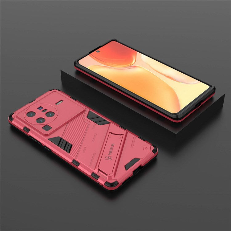 For vivo X80 Pro 5G Kickstand Combo PC + TPU Case Wear-resistant Dual Layer Anti-fall Phone Cover - Rose