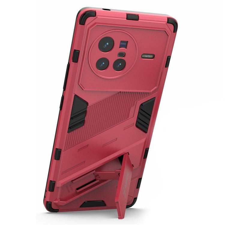 For vivo X80 5G Kickstand Combo PC + TPU Case Drop-proof Dual Layer Protective Cell Phone Shell - Rose