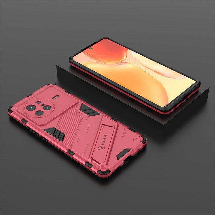 For vivo X80 5G Kickstand Combo PC + TPU Case Drop-proof Dual Layer Protective Cell Phone Shell - Rose