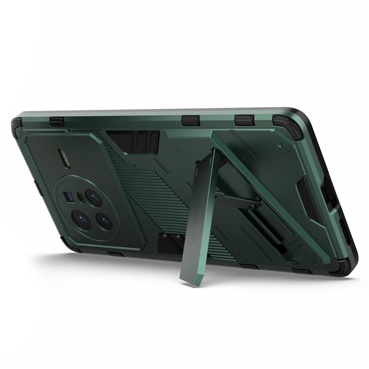 For vivo X80 5G Kickstand Combo PC + TPU Case Drop-proof Dual Layer Protective Cell Phone Shell - Green