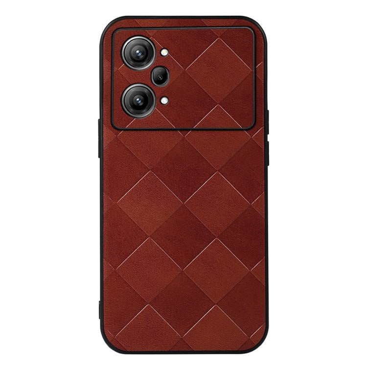 Mobile Phone Case for Oppo K10 Pro 5G, Scratch-resistant Grid Texture PU Leather Coated PC+TPU Phone Cover Shell - Red