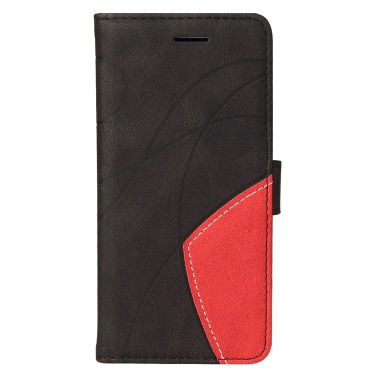 For vivo Y55 5G Anti-fall Anti-scratch Dual-color Splicing PU Leather Wallet Function Phone Case Stand Shell with Strap - Black