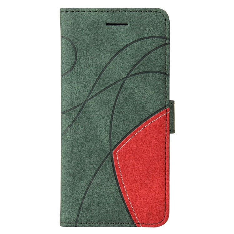 For vivo Y55 5G Anti-fall Anti-scratch Dual-color Splicing PU Leather Wallet Function Phone Case Stand Shell with Strap - Green