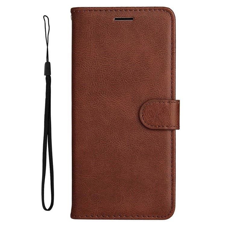 KT Leather Series-2 Leather Stand Phone Casing for vivo Y55 5G, Wallet Design 360-Degree Full Protection Leather Phone Case with Handy Strap - Brown