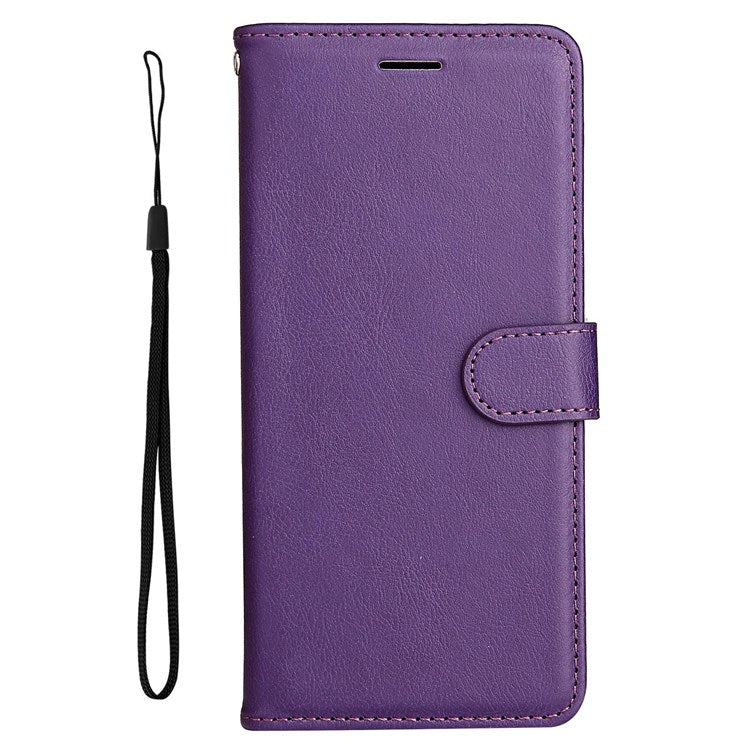 KT Leather Series-2 Leather Stand Phone Casing for vivo Y55 5G, Wallet Design 360-Degree Full Protection Leather Phone Case with Handy Strap - Purple