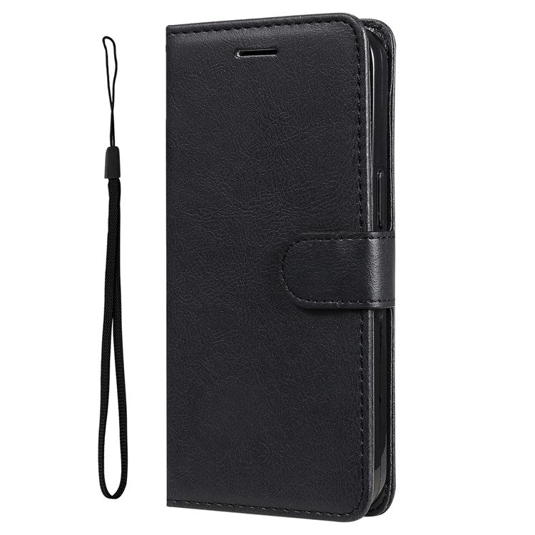 KT Leather Series-2 Leather Stand Phone Casing for vivo Y55 5G, Wallet Design 360-Degree Full Protection Leather Phone Case with Handy Strap - Black