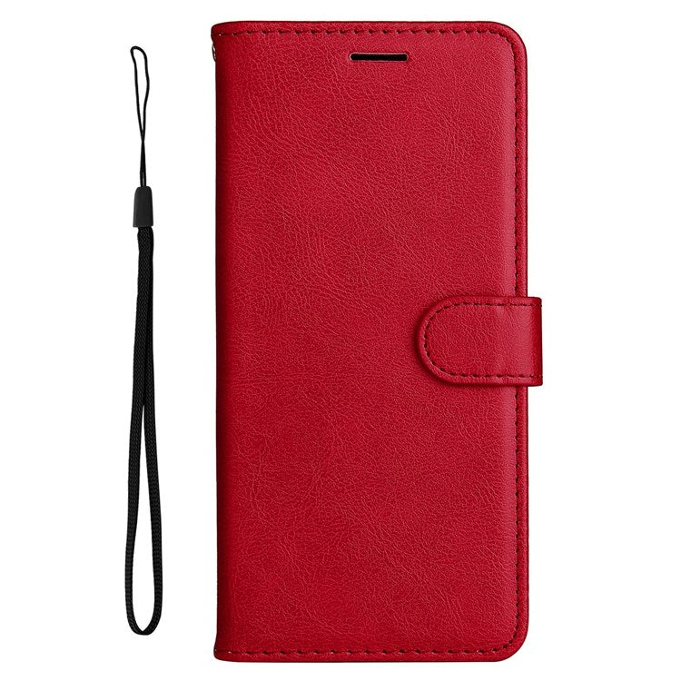 KT Leather Series-2 Leather Stand Phone Casing for vivo Y55 5G, Wallet Design 360-Degree Full Protection Leather Phone Case with Handy Strap - Red