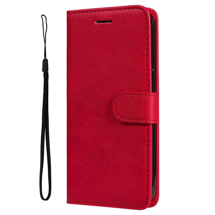 KT Leather Series-2 Leather Stand Phone Casing for vivo Y55 5G, Wallet Design 360-Degree Full Protection Leather Phone Case with Handy Strap - Red