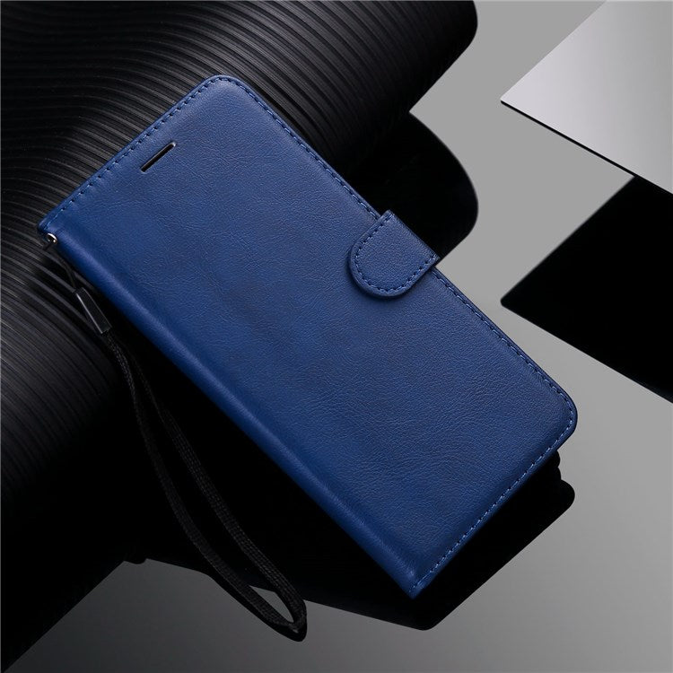 KT Leather Series-2 Leather Stand Phone Casing for vivo Y55 5G, Wallet Design 360-Degree Full Protection Leather Phone Case with Handy Strap - Blue