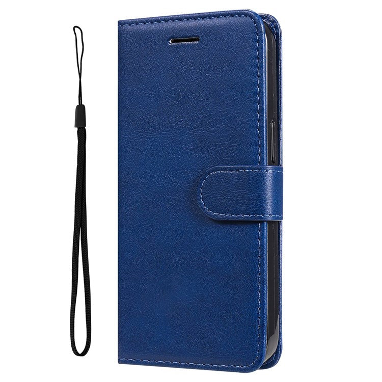 KT Leather Series-2 Leather Stand Phone Casing for vivo Y55 5G, Wallet Design 360-Degree Full Protection Leather Phone Case with Handy Strap - Blue