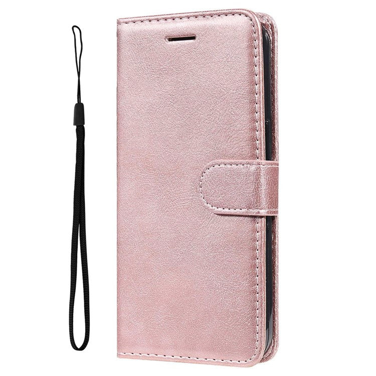 KT Leather Series-2 Leather Stand Phone Casing for vivo Y55 5G, Wallet Design 360-Degree Full Protection Leather Phone Case with Handy Strap - Rose Gold