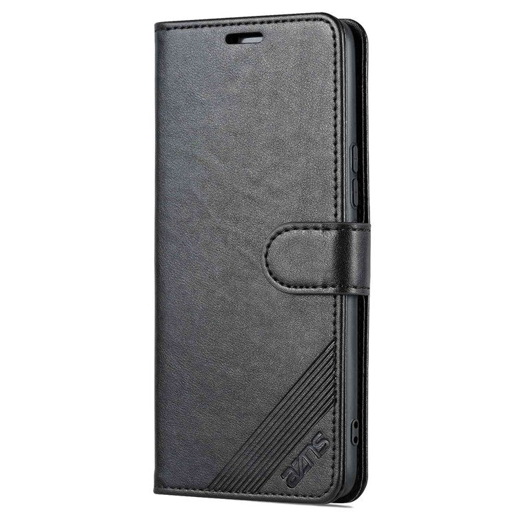 AZNS For vivo S15e 5G Textured Leather Flip Shell Magnetic Closure Stand Wallet 360-degree Protection Folio Cover - Black