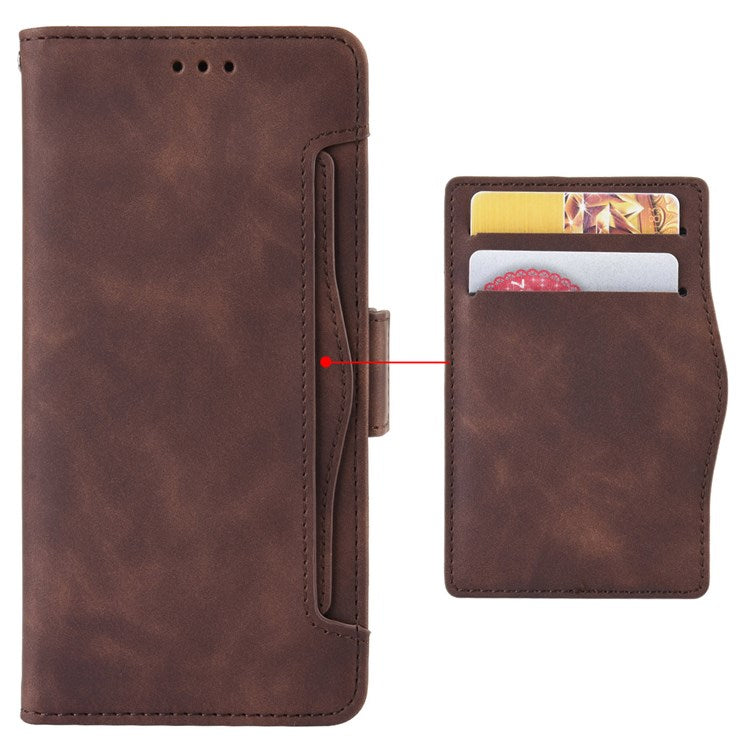 For vivo X Fold Phone Case Anti-fall Magnetic Wallet Style Stand Shockproof PU Leather Phone Cover with Card Slots - Brown