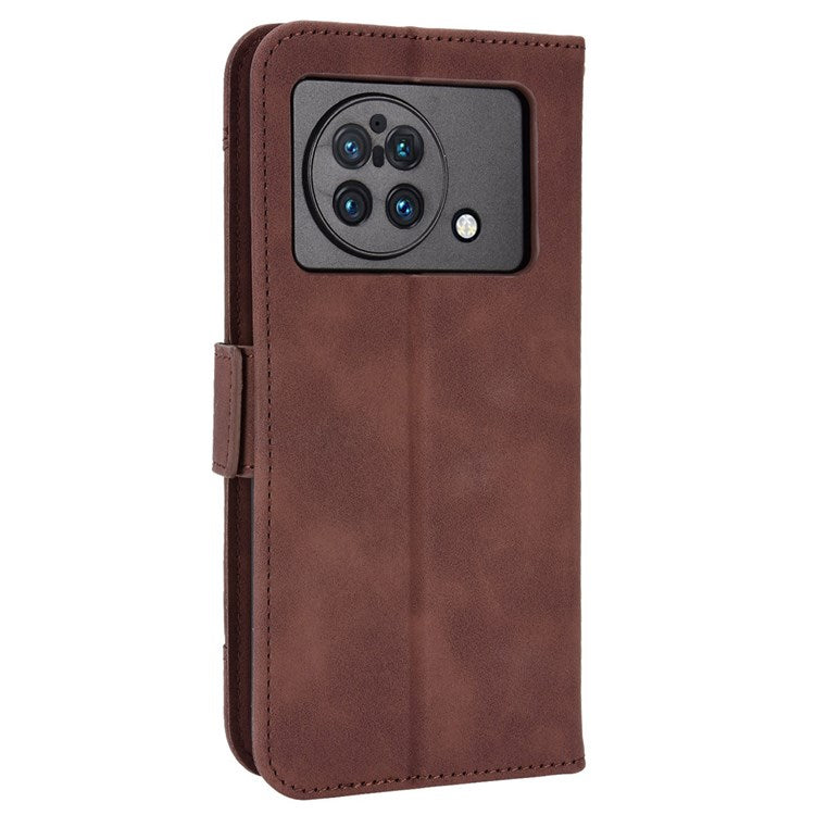 For vivo X Fold Phone Case Anti-fall Magnetic Wallet Style Stand Shockproof PU Leather Phone Cover with Card Slots - Brown