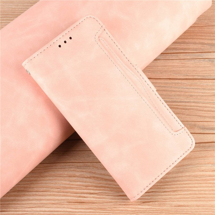 For vivo X Fold Phone Case Anti-fall Magnetic Wallet Style Stand Shockproof PU Leather Phone Cover with Card Slots - Pink